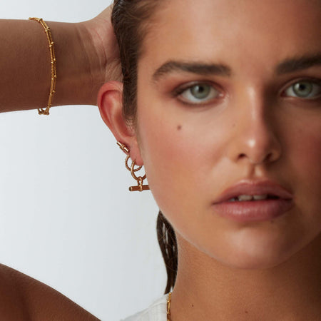 T-Bar Hoop Earrings Gold